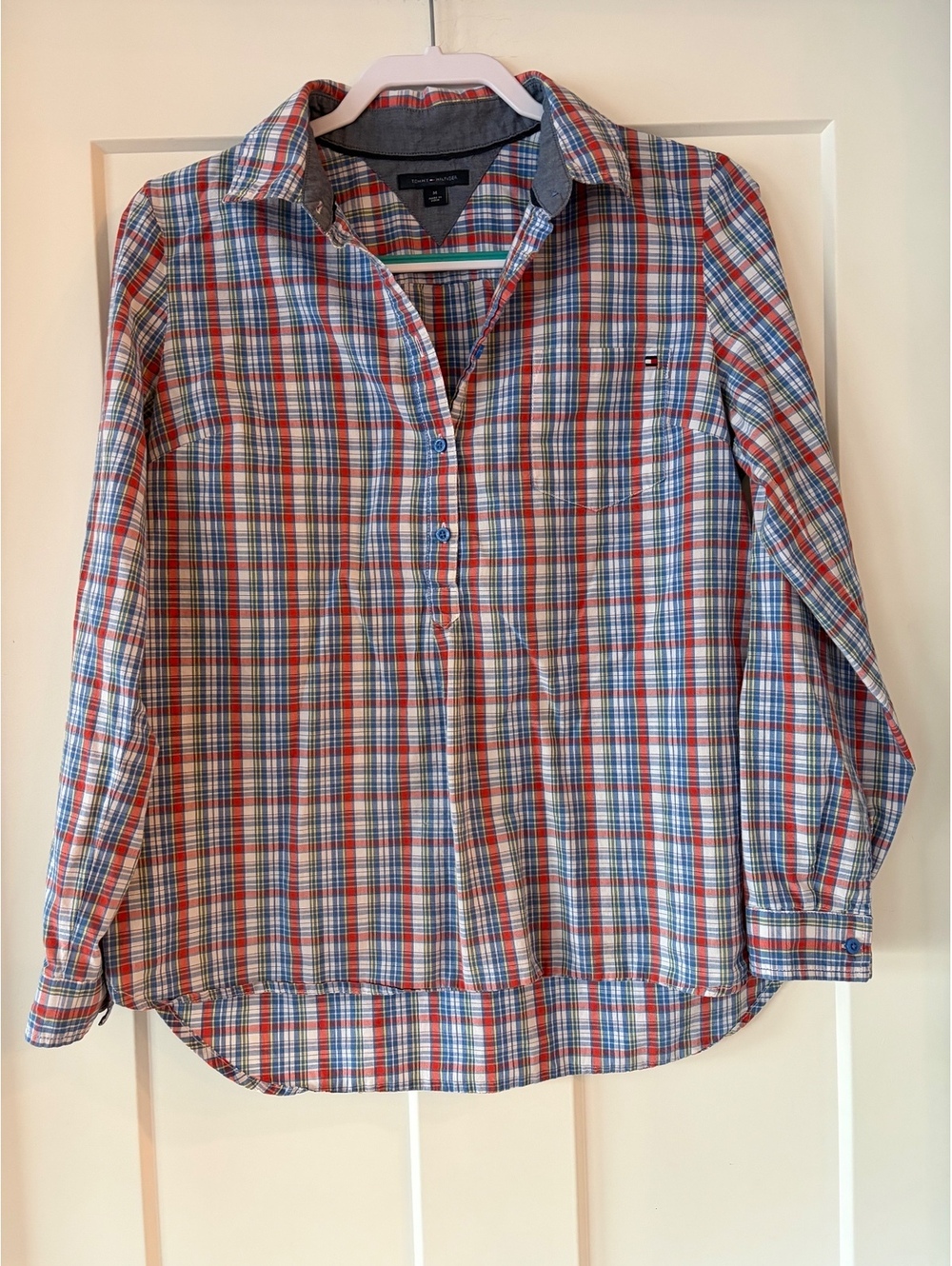 Tommy Hilfiger Plaid Popover Shirt — Size M